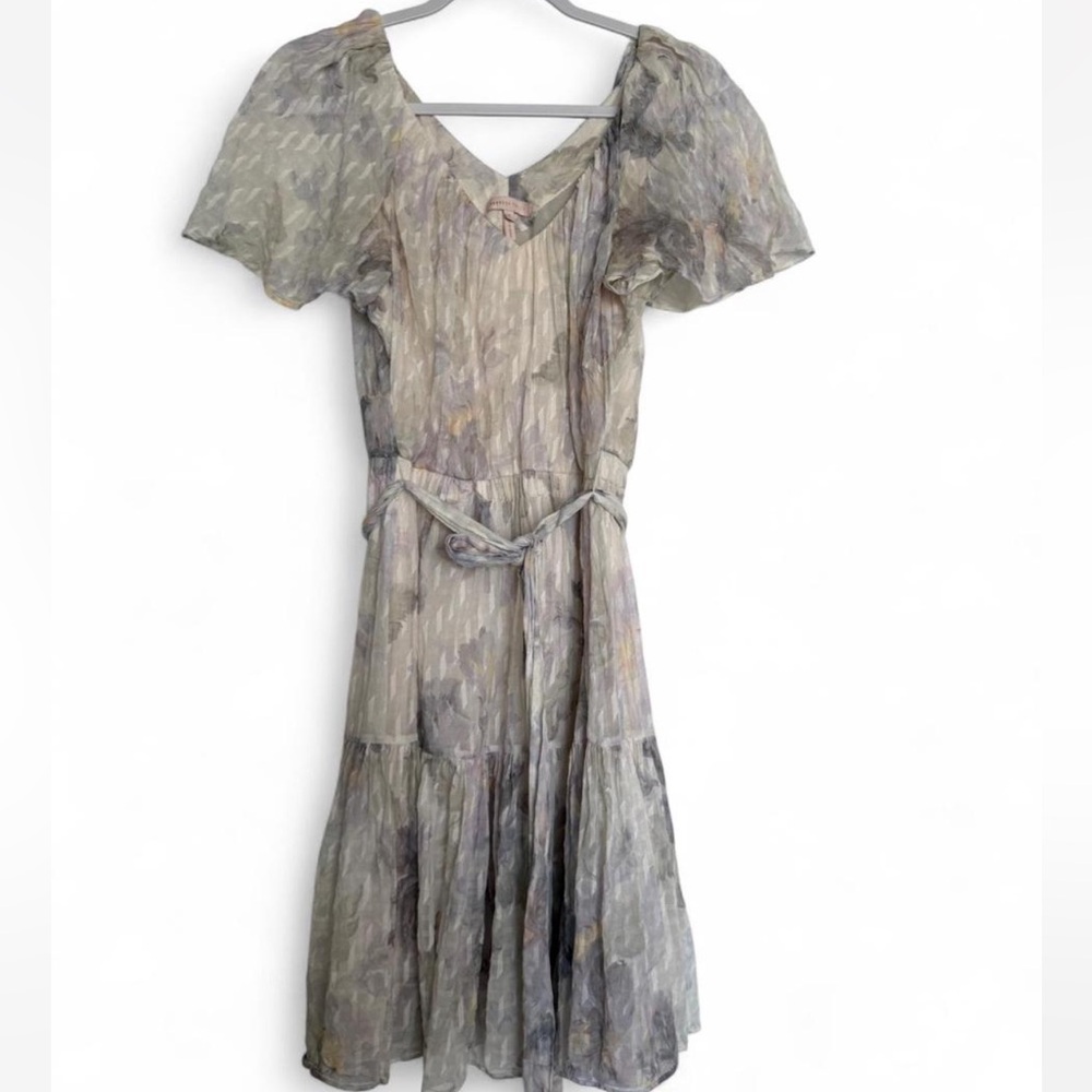 Rebecca Taylor Gray Patterned Midi Dress